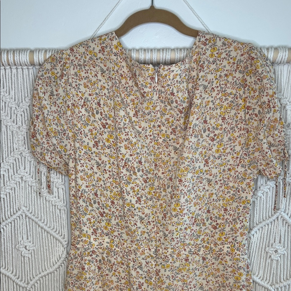 Madewell Cream and Mustard Floral Wrap Midi Dress - Picture 7 of 8